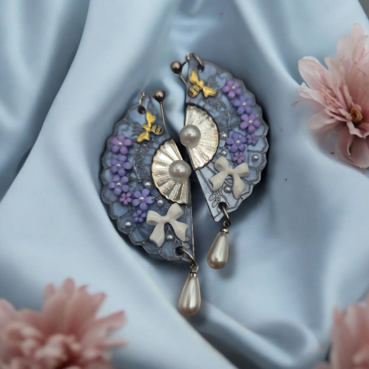 La maison des glycines | Boucles d'oreilles éventail